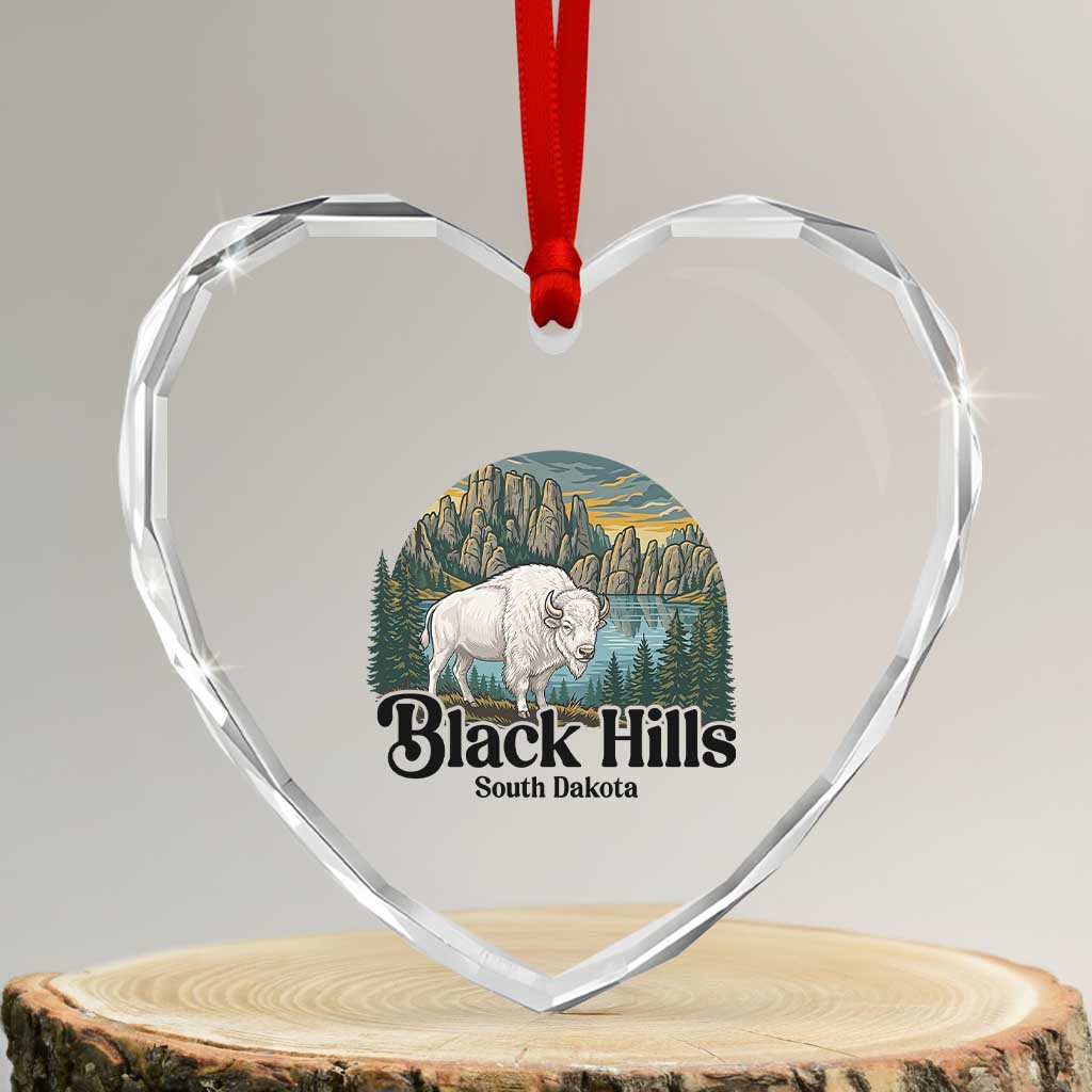 Black Hills South Dakota White Buffalo Heart Crystal Glass Ornament State Pride Gift TS12 Transparent Glass 3'' Heart Print Your Wear