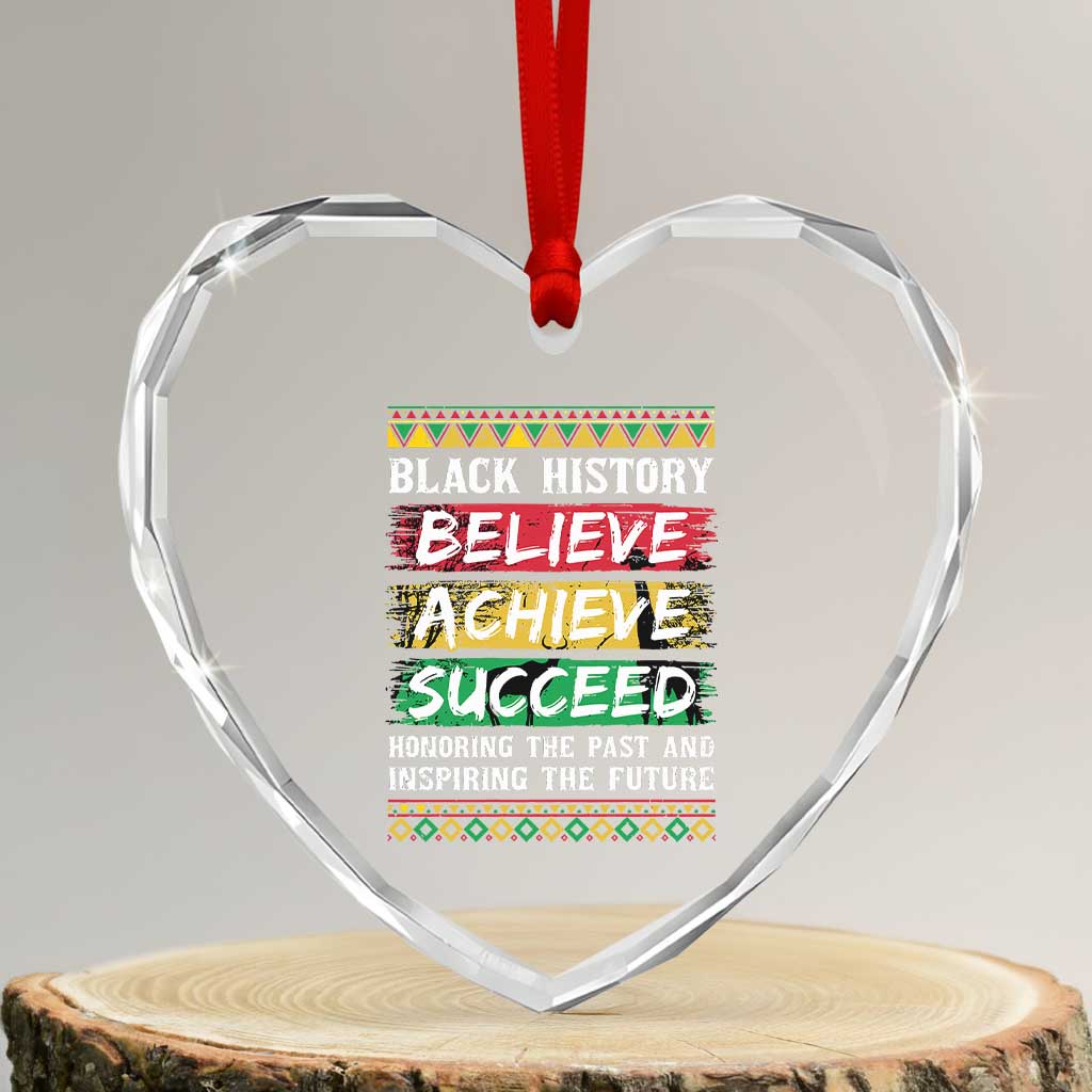 Black History Believe Achieve Succeed Heart Crystal Glass Ornament African American History TS11 Transparent Glass 3'' Heart Print Your Wear