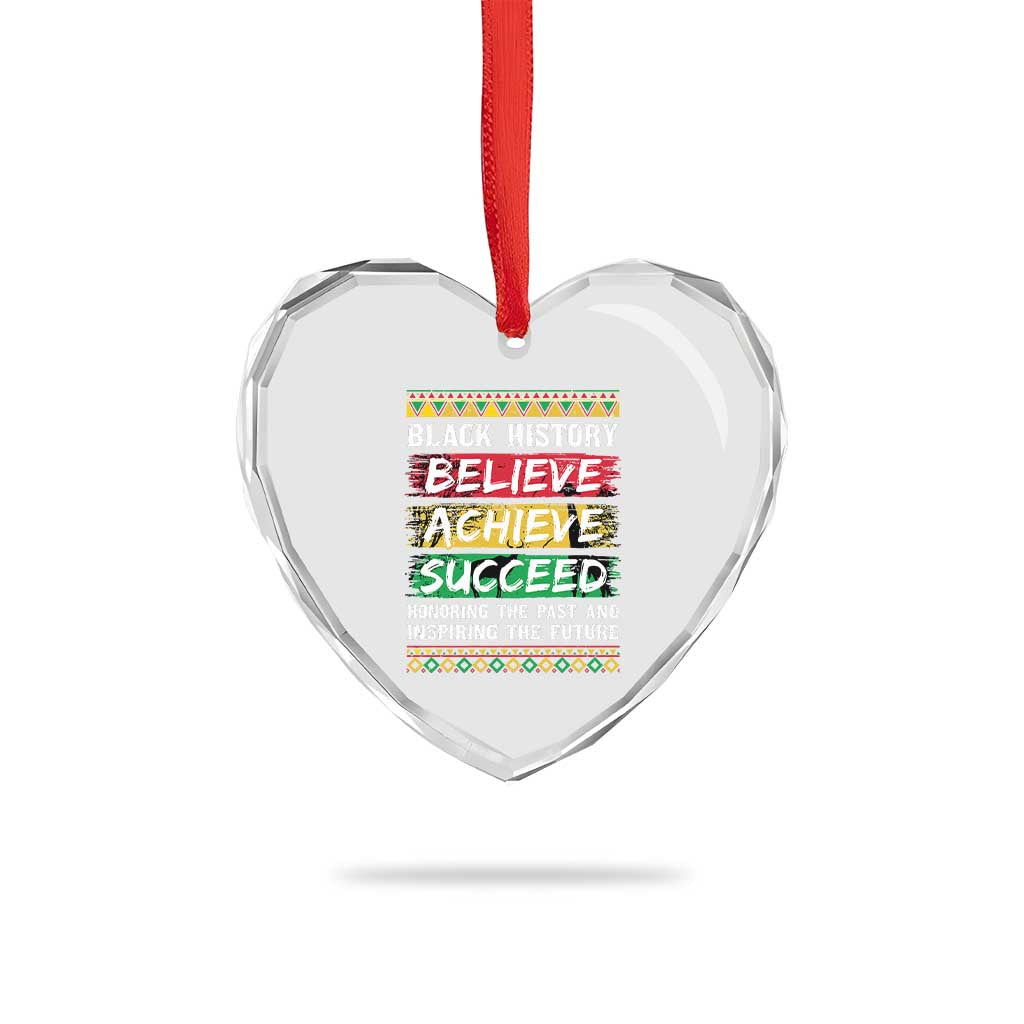 Black History Believe Achieve Succeed Heart Crystal Glass Ornament African American History TS11 Print Your Wear