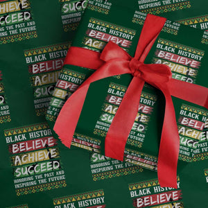 Black History Believe Achieve Succeed Wrapping Paper Roll African American History TS11 Green Print Your Wear