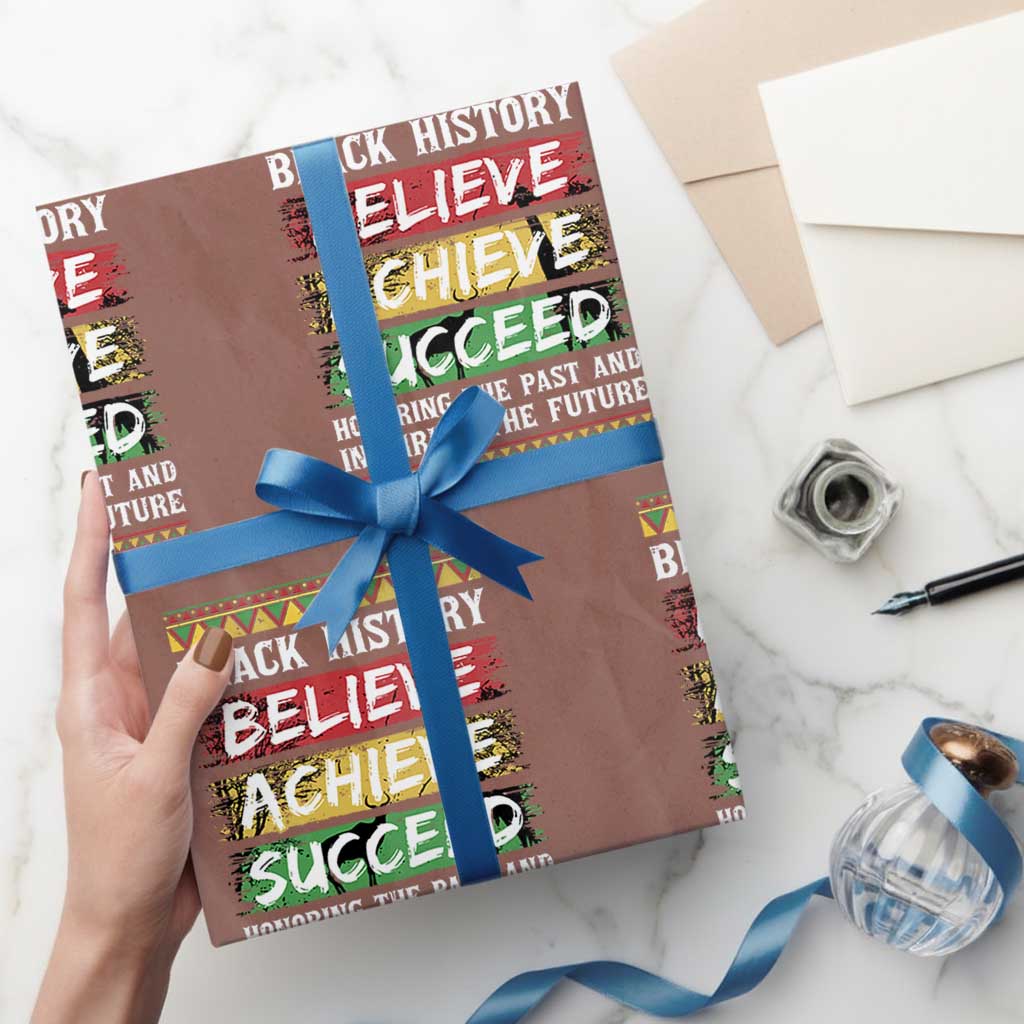 Black History Believe Achieve Succeed Wrapping Paper Roll African American History TS11 Mocha Print Your Wear