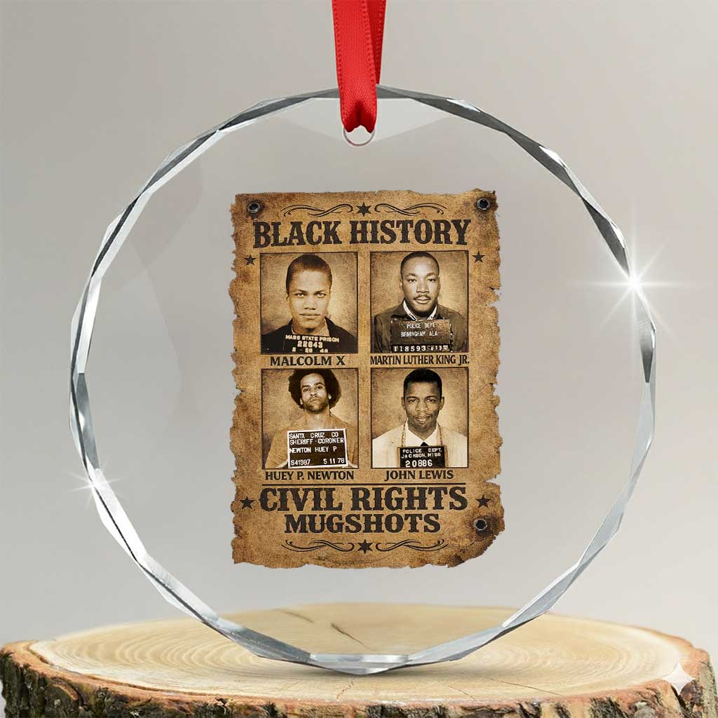 Black History Civil Rights Mugshots Crystal Glass Ornament Malcolm X MLK John Lewis Huey P Newton TS11 Transparent Glass 3'' Circle Print Your Wear