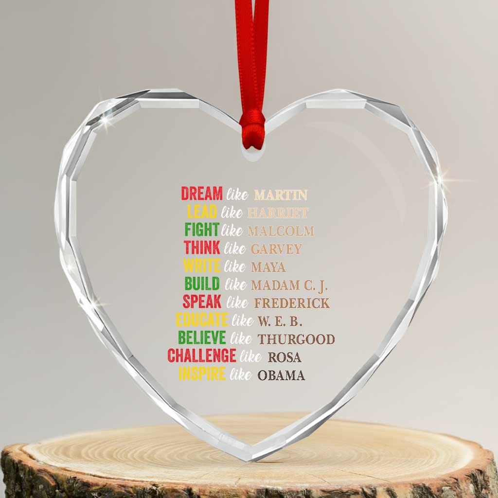 Black History Dream Like Martin Lead Like Harriet Heart Crystal Glass Ornament African American Leaders TS11 Transparent Glass 3'' Heart Print Your Wear