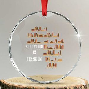 Black History Education Is Freedom Crystal Glass Ornament African Roots Africa Map TS02 Transparent Glass 3'' Circle Print Your Wear