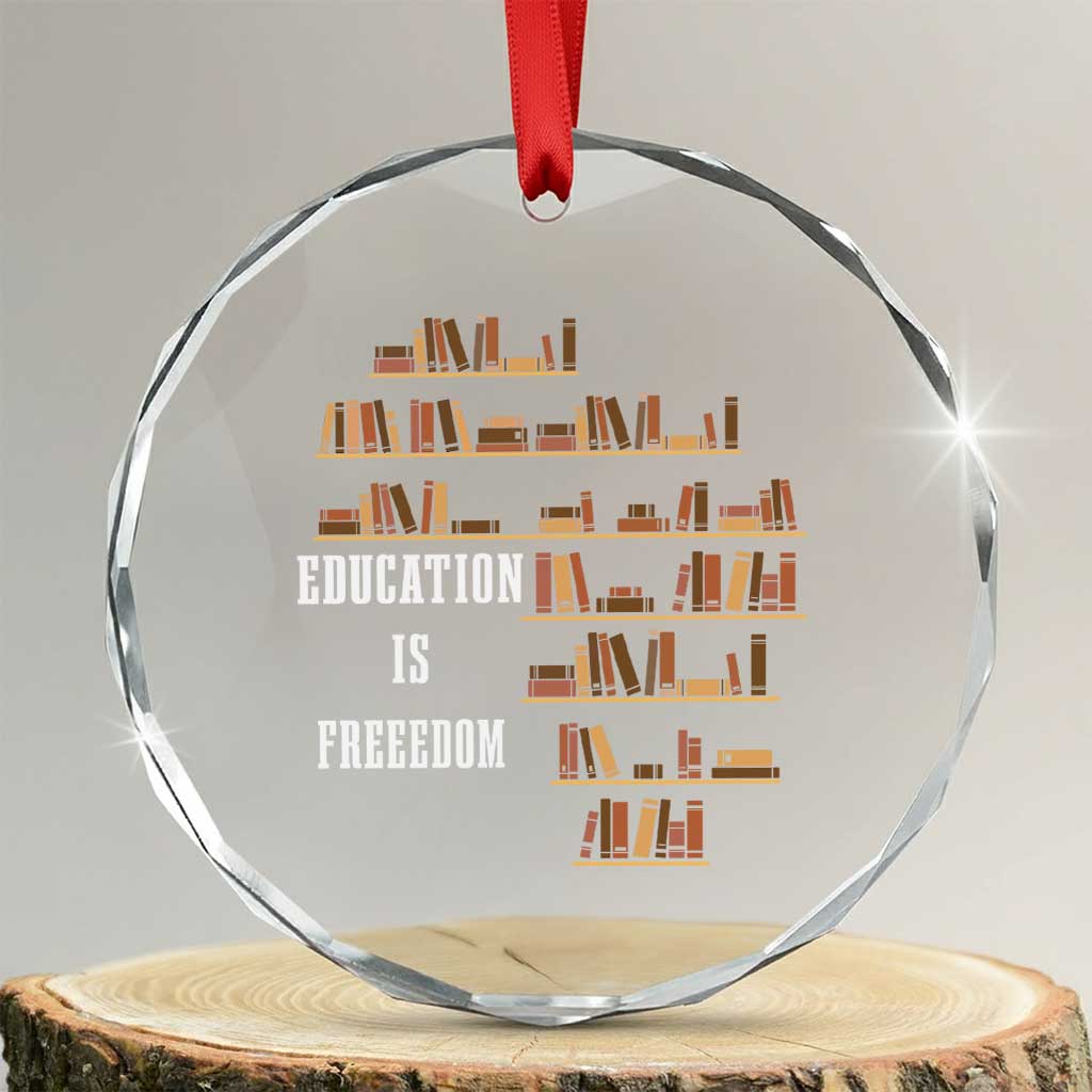 Black History Education Is Freedom Crystal Glass Ornament African Roots Africa Map TS02 Transparent Glass 3'' Circle Print Your Wear