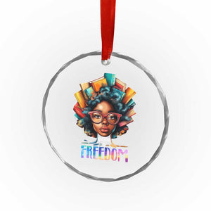 Black History Education Is Freedom Crystal Glass Ornament Black Teacher Books - Print Your Wear