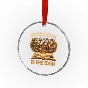 Black History Education Is Freedom Crystal Glass Ornament Retro Books Afro African American Heritage TS10 Print Your Wear