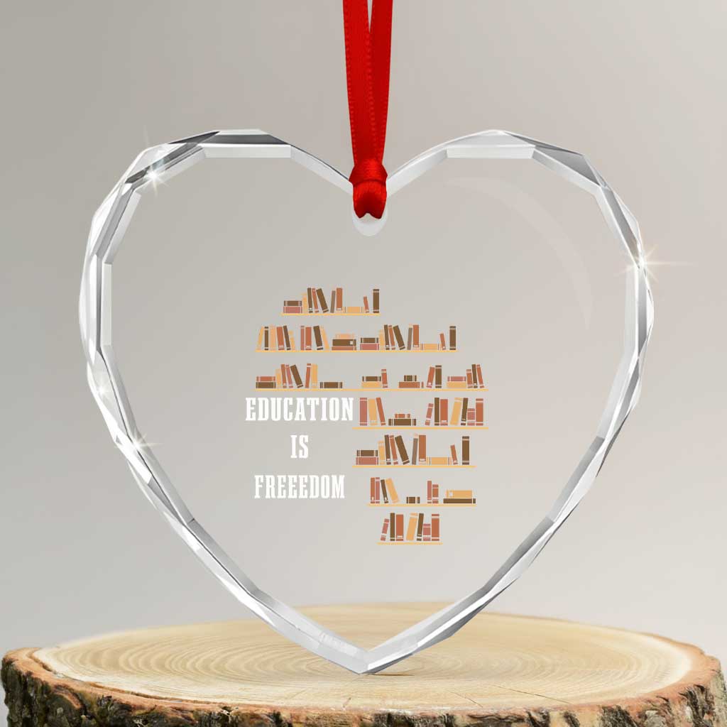Black History Education Is Freedom Heart Crystal Glass Ornament African Roots Africa Map TS02 Transparent Glass 3'' Heart Print Your Wear