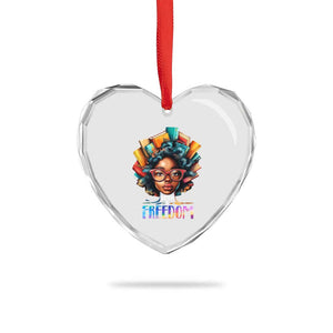 Black History Education Is Freedom Heart Crystal Glass Ornament Black Teacher Books TS02 Print Your Wear