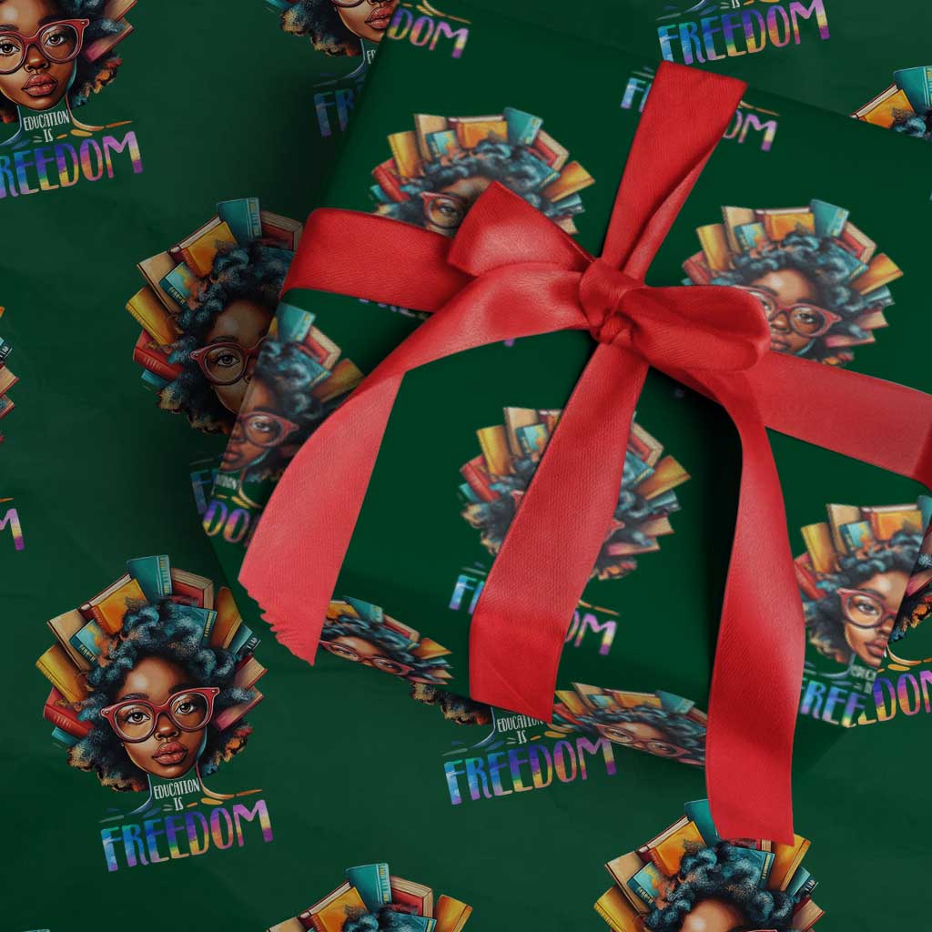 Black History Education Is Freedom Wrapping Paper Roll Black Teacher Books TS02 Green Print Your Wear