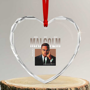 Black History Hero Malcolm X Heart Crystal Glass Ornament Stumbling Is Not Falling TS12 Transparent Glass 3'' Heart Print Your Wear