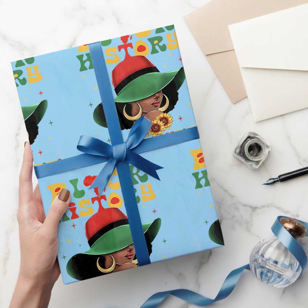 Black History Is My Valentine Wrapping Paper Roll Women Gift For February TS12 Light Blue Print Your Wear