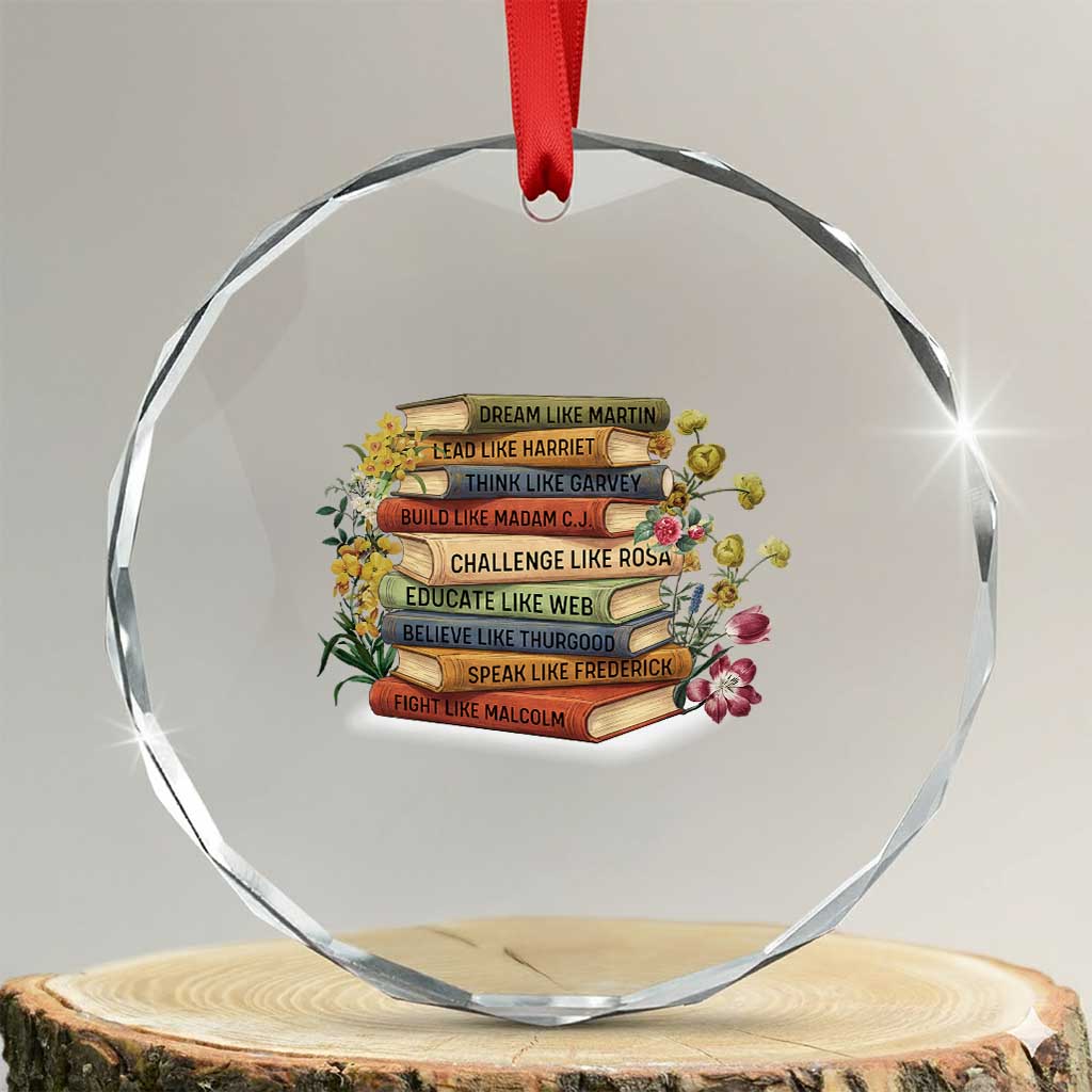 Black History Leaders Book Crystal Glass Ornament African American Teachers TS12 Transparent Glass 3'' Circle Print Your Wear