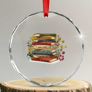 Black History Leaders Book Crystal Glass Ornament African American Teachers TS12 Transparent Glass 3'' Circle Print Your Wear