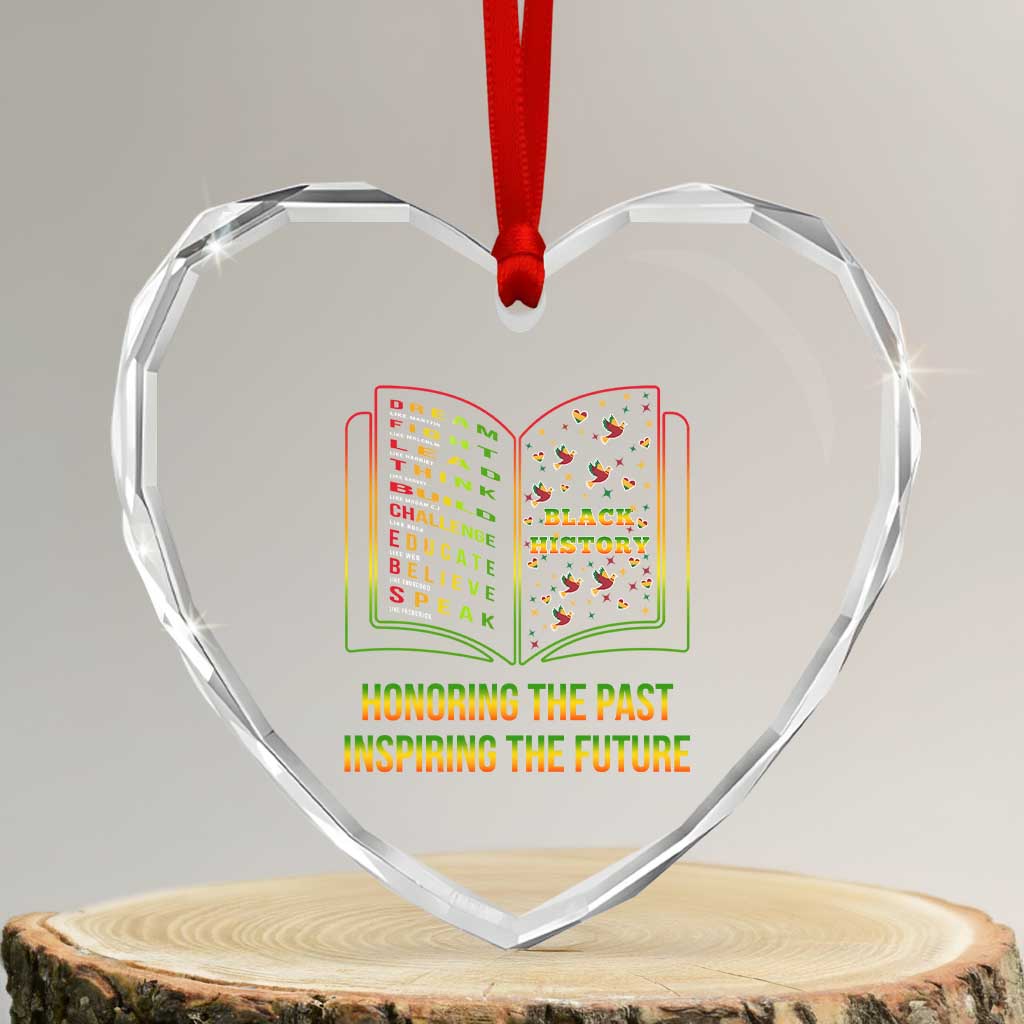 Black History Leaders Book Heart Crystal Glass Ornament African American History For Teachers TS12 Transparent Glass 3'' Heart Print Your Wear