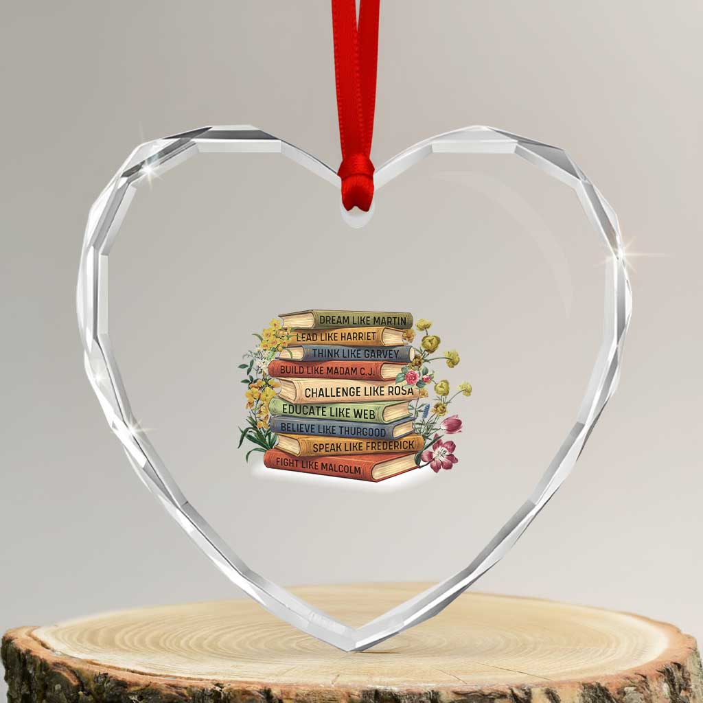Black History Leaders Book Heart Crystal Glass Ornament African American Teachers TS12 Transparent Glass 3'' Heart Print Your Wear
