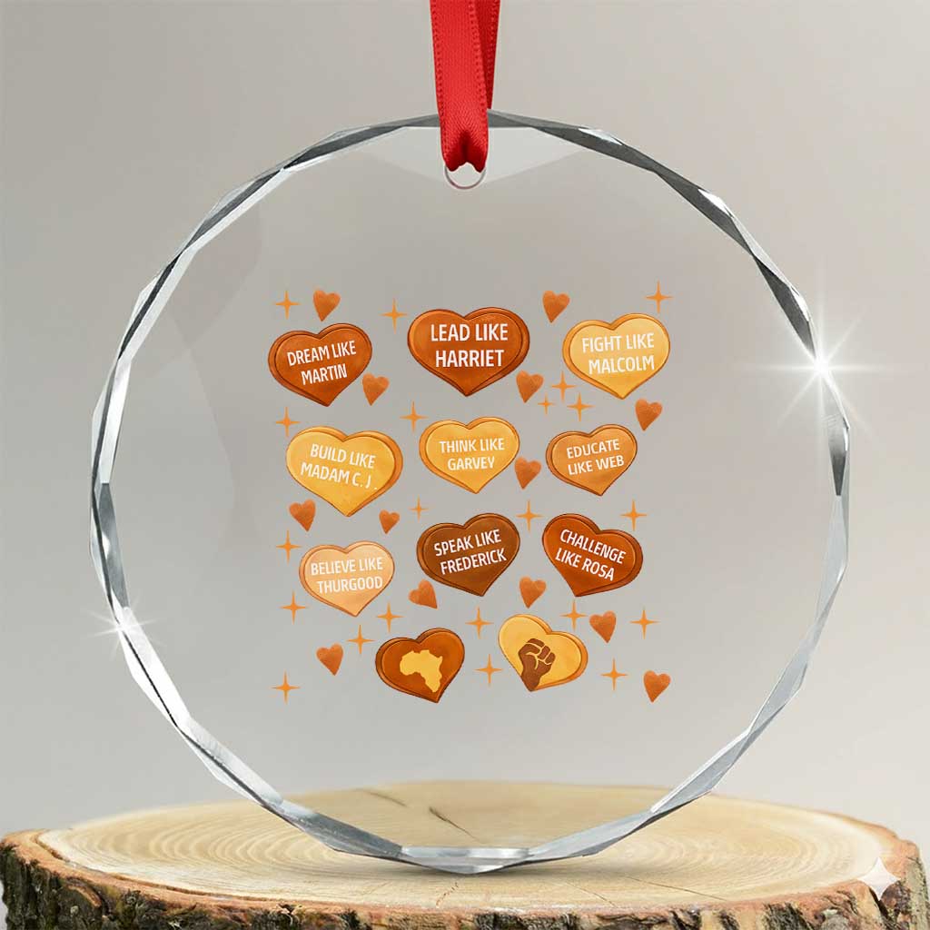 Black History Leaders Crystal Glass Ornament African American Teachers Pride TS12 Transparent Glass 3'' Circle Print Your Wear