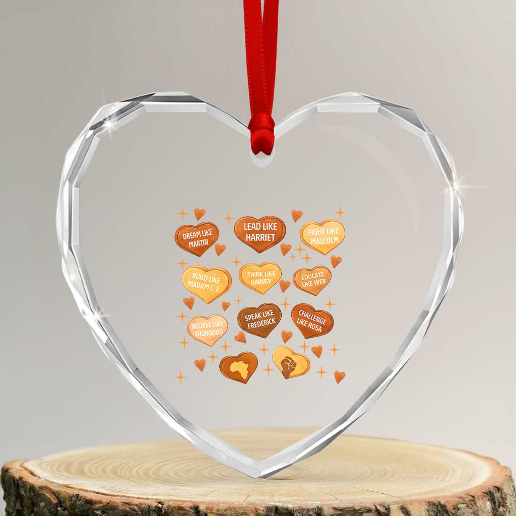 Black History Leaders Heart Crystal Glass Ornament African American Teachers Pride TS12 Transparent Glass 3'' Heart Print Your Wear