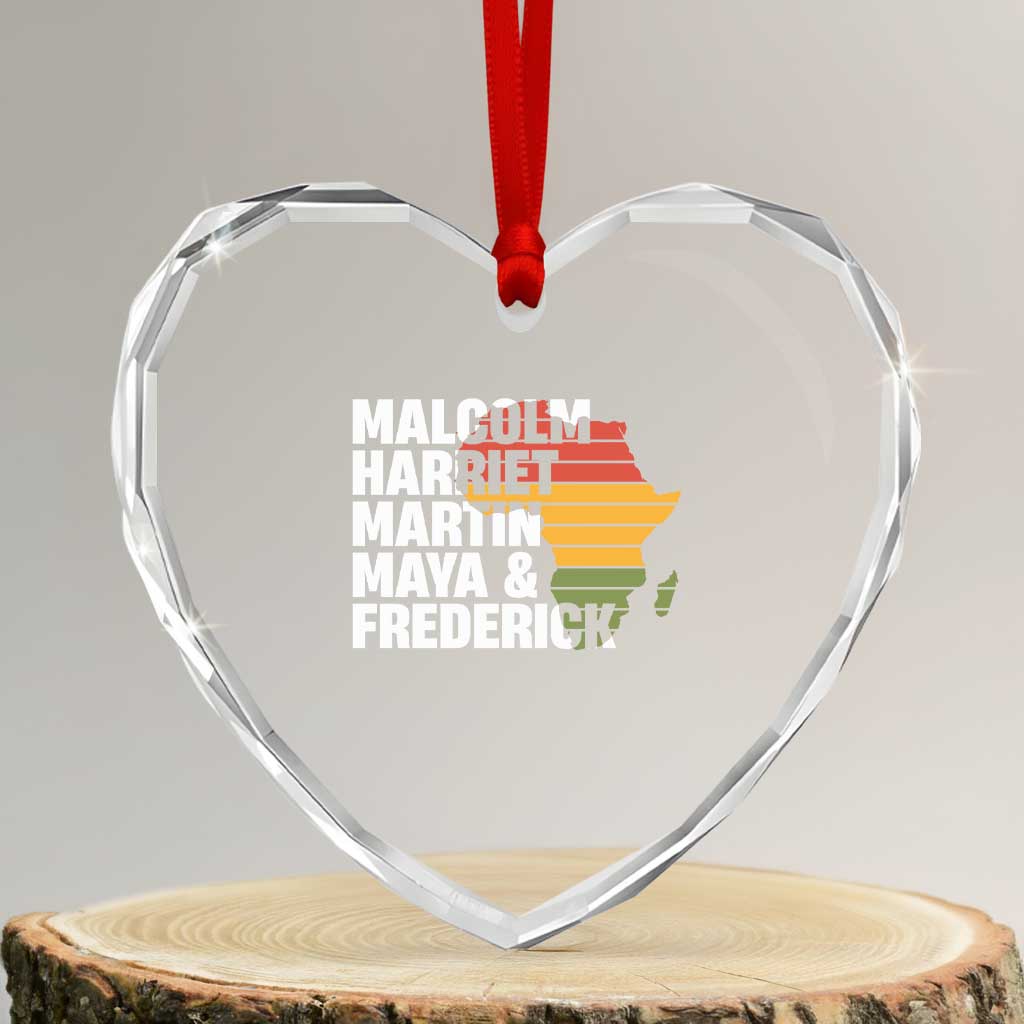 Black History Leaders Heart Crystal Glass Ornament Malcolm Harriet Martin Maya Frederick Africa Map TS11 Transparent Glass 3'' Heart Print Your Wear