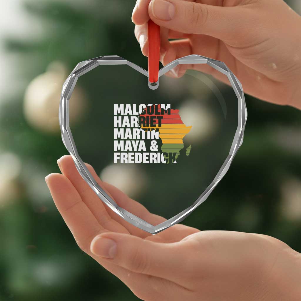 Black History Leaders Heart Crystal Glass Ornament Malcolm Harriet Martin Maya Frederick Africa Map TS11 Print Your Wear