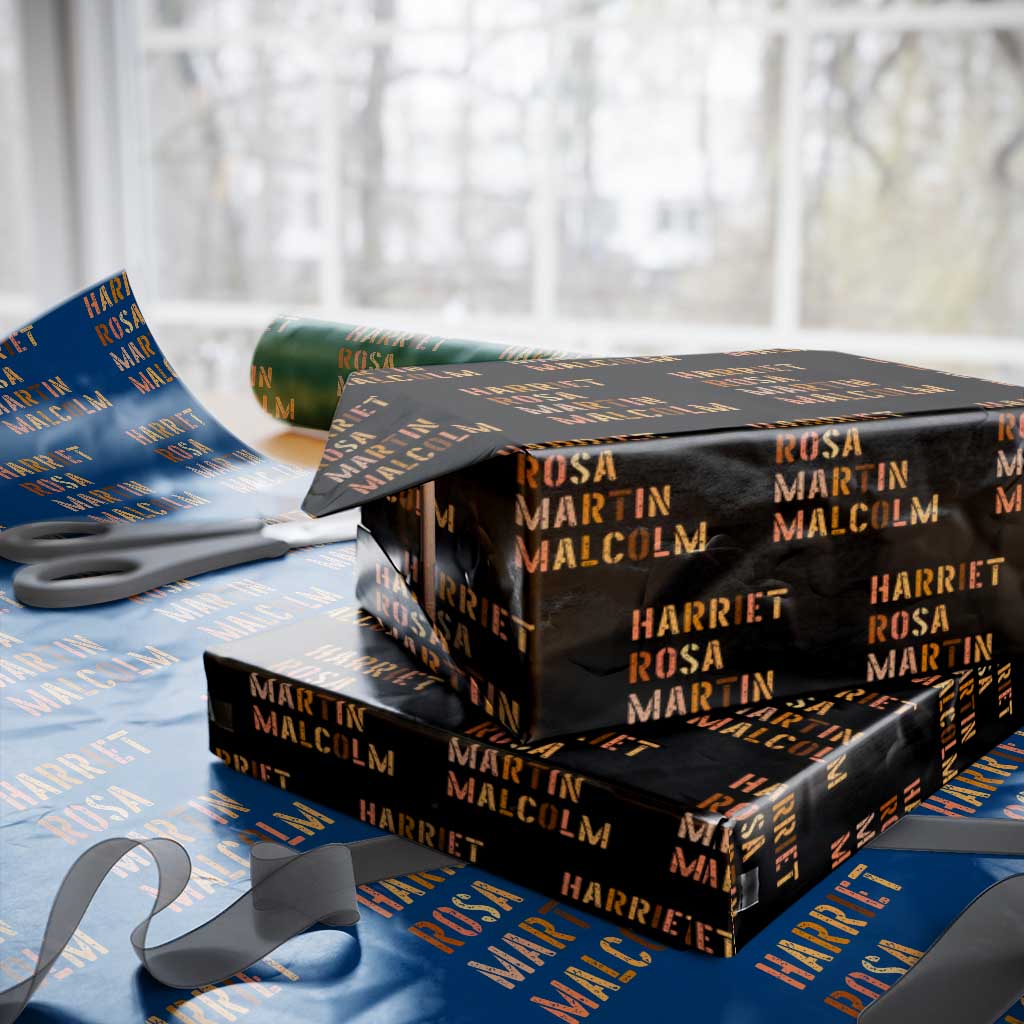 Black History Leaders Wrapping Paper Roll Harriet Rosa Martin Malcolm TS14 Black Print Your Wear