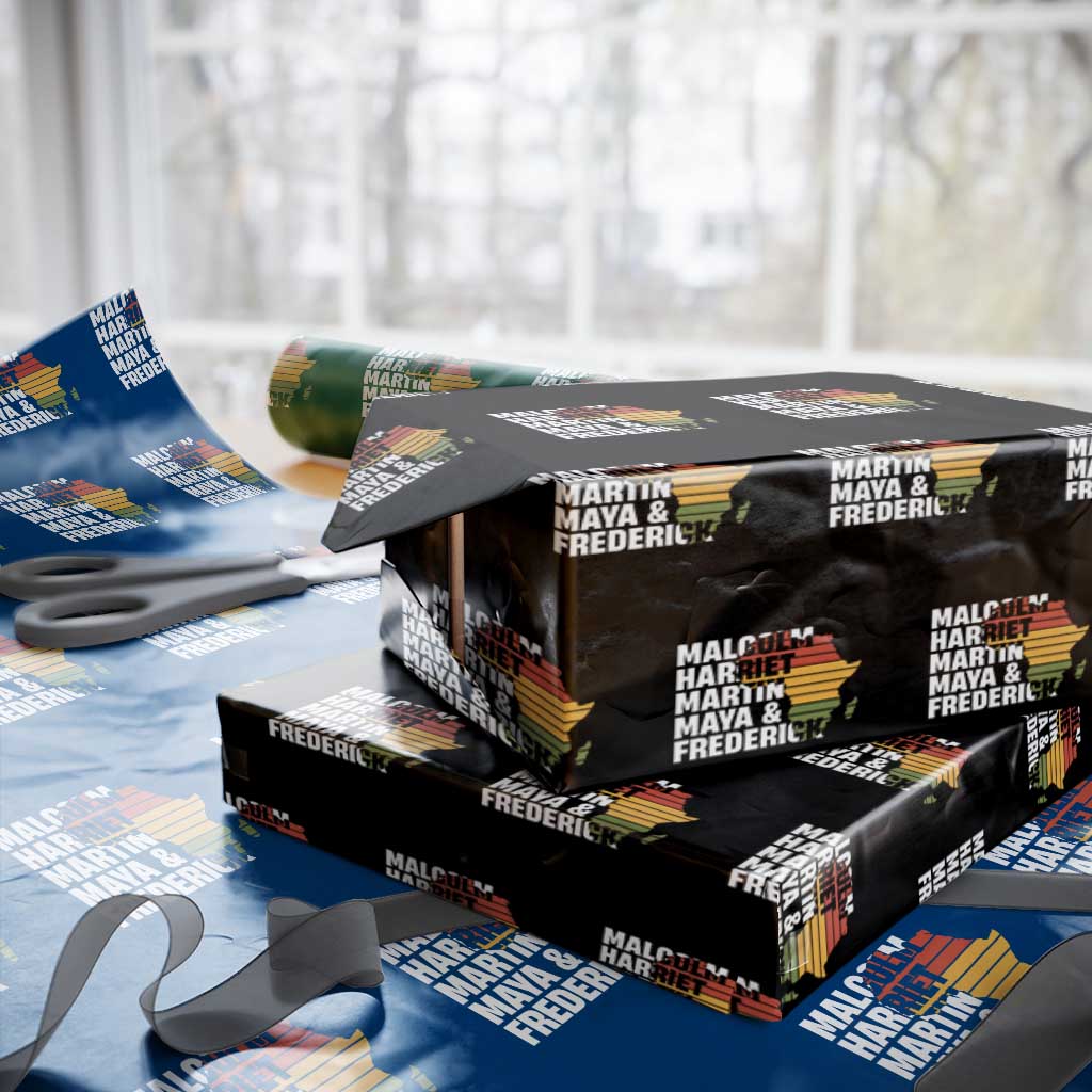 Black History Leaders Wrapping Paper Roll Malcolm Harriet Martin Maya Frederick Africa Map TS11 Black Print Your Wear
