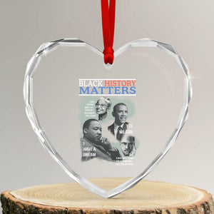 Black History Matters Heart Crystal Glass Ornament MLK Malcolm X Obama Rosa Parks Inspirational Tribute TS02 Transparent Glass 3'' Heart Print Your Wear