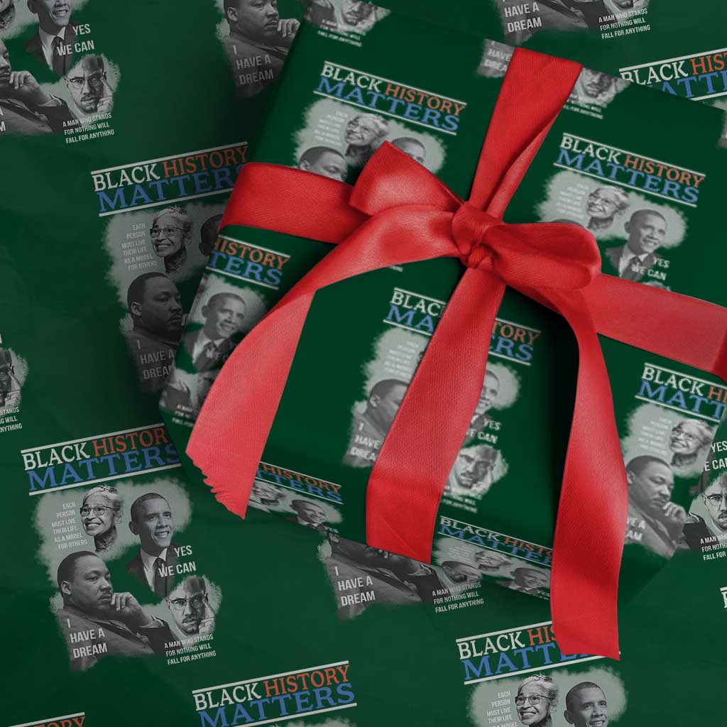 Black History Matters Wrapping Paper Roll MLK Malcolm X Obama Rosa Parks Inspirational Tribute TS02 Green Print Your Wear