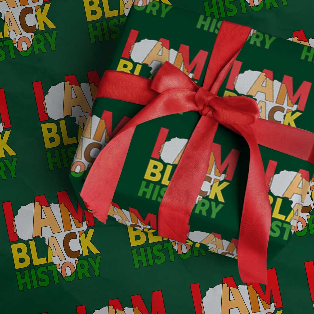Black History Month African American Wrapping Paper Roll I Am Black History TS14 Green Print Your Wear