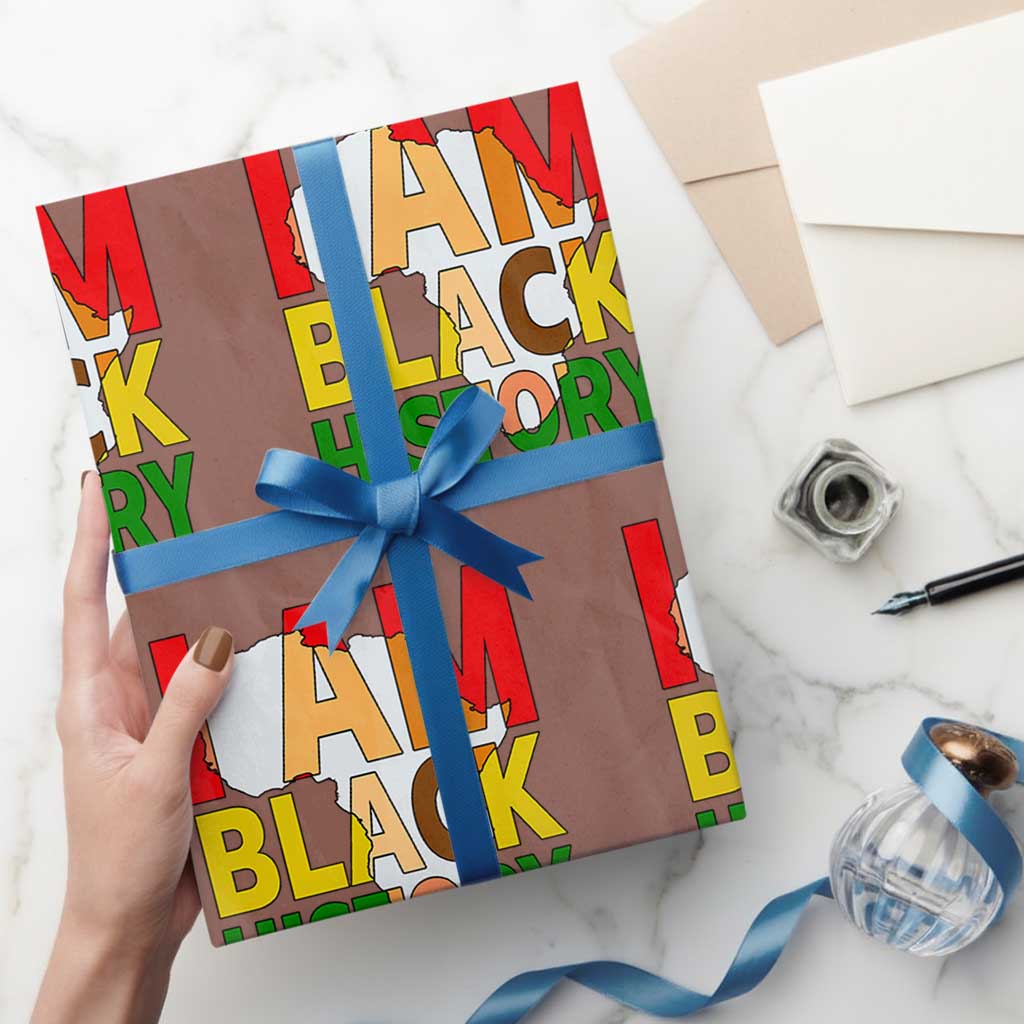 Black History Month African American Wrapping Paper Roll I Am Black History TS14 Mocha Print Your Wear