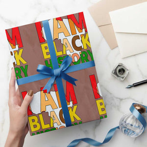 Black History Month African American Wrapping Paper Roll I Am Black History TS14 Mocha Print Your Wear