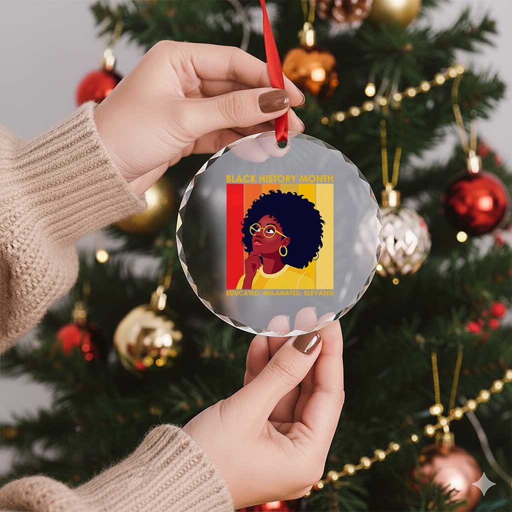 Black History Month Afro Woman Crystal Glass Ornament Educated Melanated Elevated African American Empowerment TS02 Print Your Wear