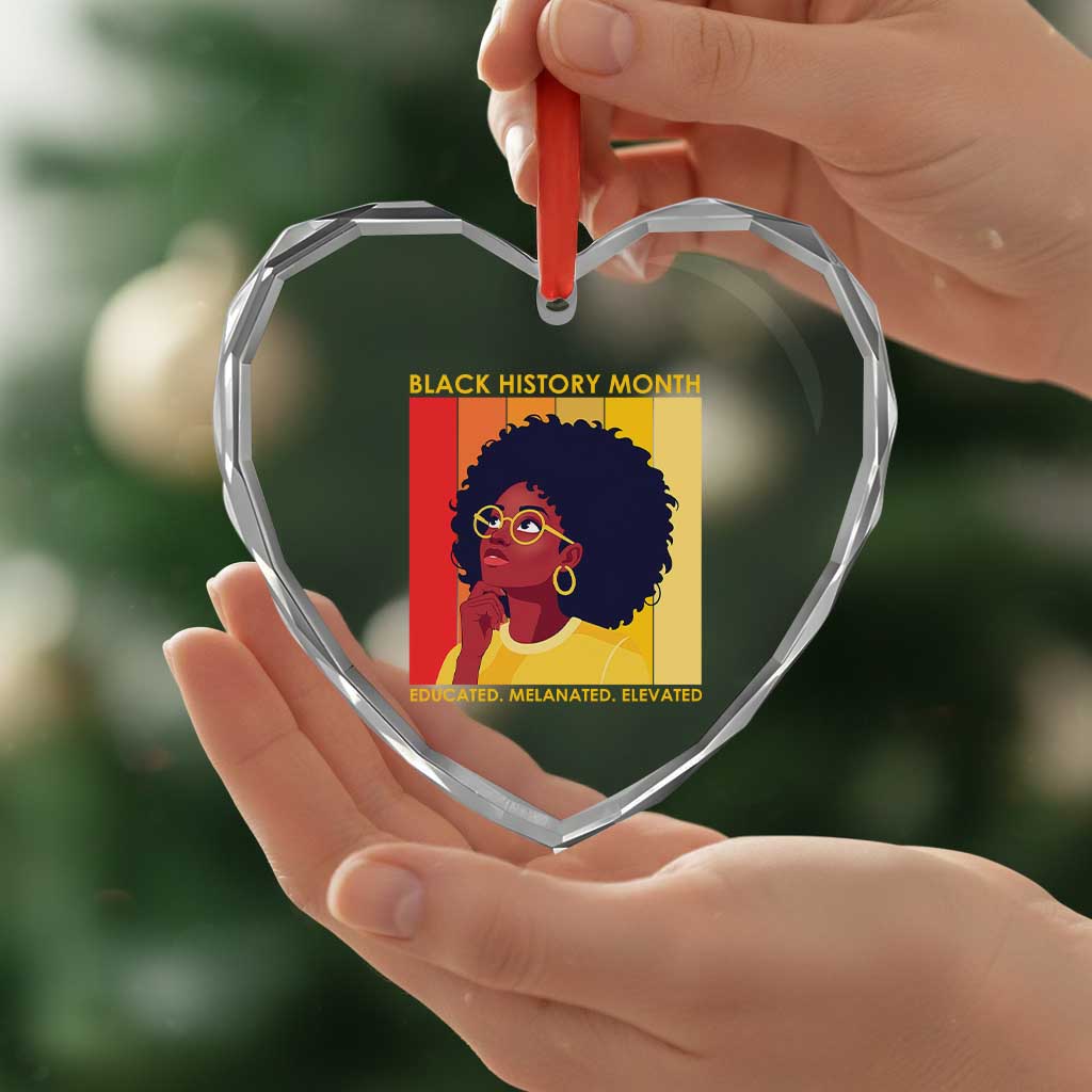 Black History Month Afro Woman Heart Crystal Glass Ornament Educated Melanated Elevated African American Empowerment TS02 Print Your Wear