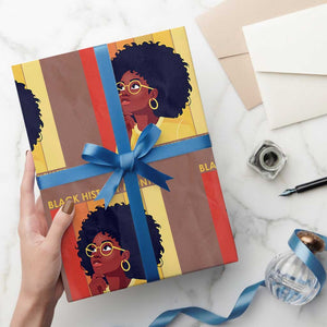 Black History Month Afro Woman Wrapping Paper Roll Educated Melanated Elevated African American Empowerment TS02 Mocha Print Your Wear