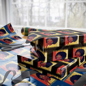 Black History Month Afro Woman Wrapping Paper Roll Educated Melanated Elevated African American Empowerment TS02 Black Print Your Wear