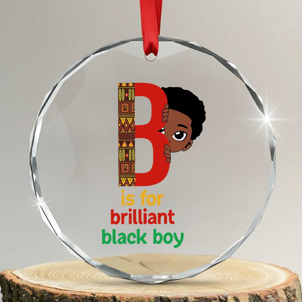 Black History Month Boy Crystal Glass Ornament B Is For Brilliant HBCU Education TS02 Transparent Glass 3'' Circle Print Your Wear