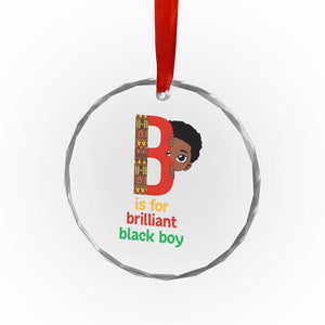 Black History Month Boy Crystal Glass Ornament B Is For Brilliant HBCU Education - Print Your Wear