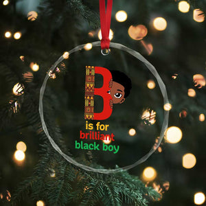 Black History Month Boy Crystal Glass Ornament B Is For Brilliant HBCU Education - Print Your Wear