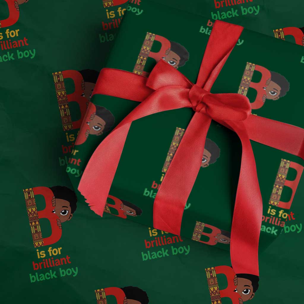 Black History Month Boy Wrapping Paper Roll B Is For Brilliant HBCU Education TS02 Green Print Your Wear