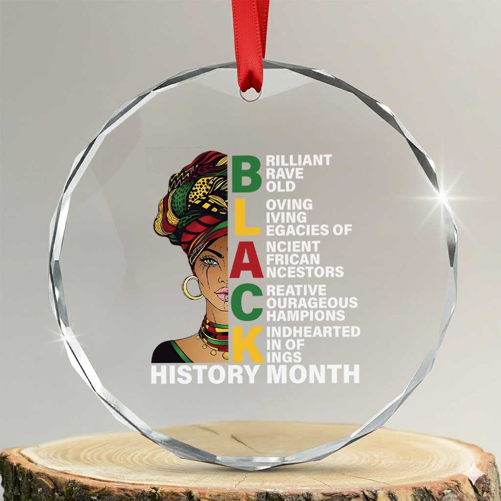 Black History Month Brilliant Brave Bold Crystal Glass Ornament African American Pride TS11 Transparent Glass 3'' Circle Print Your Wear