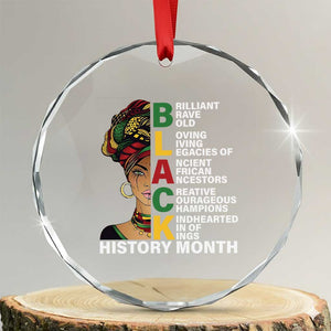 Black History Month Brilliant Brave Bold Crystal Glass Ornament African American Pride TS11 Transparent Glass 3'' Circle Print Your Wear