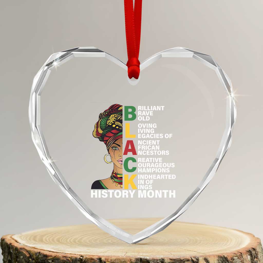 Black History Month Brilliant Brave Bold Heart Crystal Glass Ornament African American Pride TS11 Transparent Glass 3'' Heart Print Your Wear
