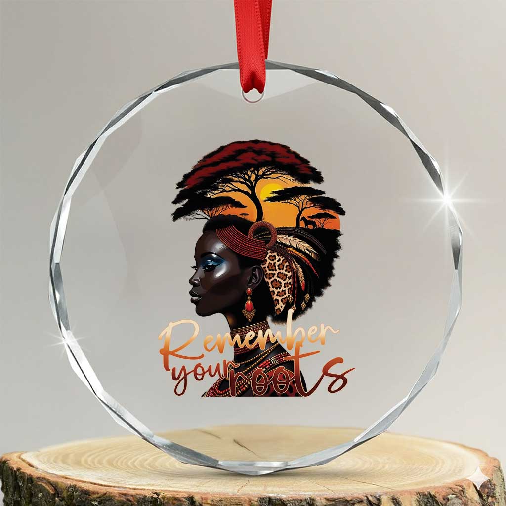 Black History Month Crystal Glass Ornament Remember Your Roots African Safari TS11 Transparent Glass 3'' Circle Print Your Wear