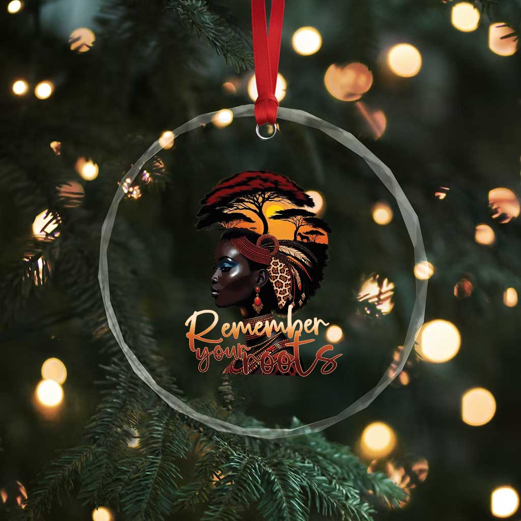 Black History Month Crystal Glass Ornament Remember Your Roots African Safari TS11 Print Your Wear