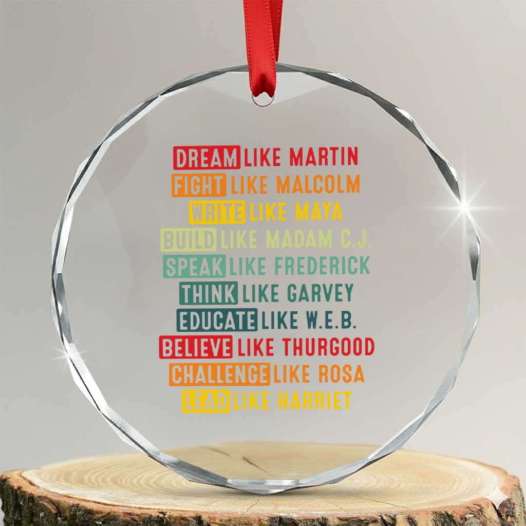 Black History Month Crystal Glass Ornament Retro Inspirational Leaders TS10 Transparent Glass 3'' Circle Print Your Wear