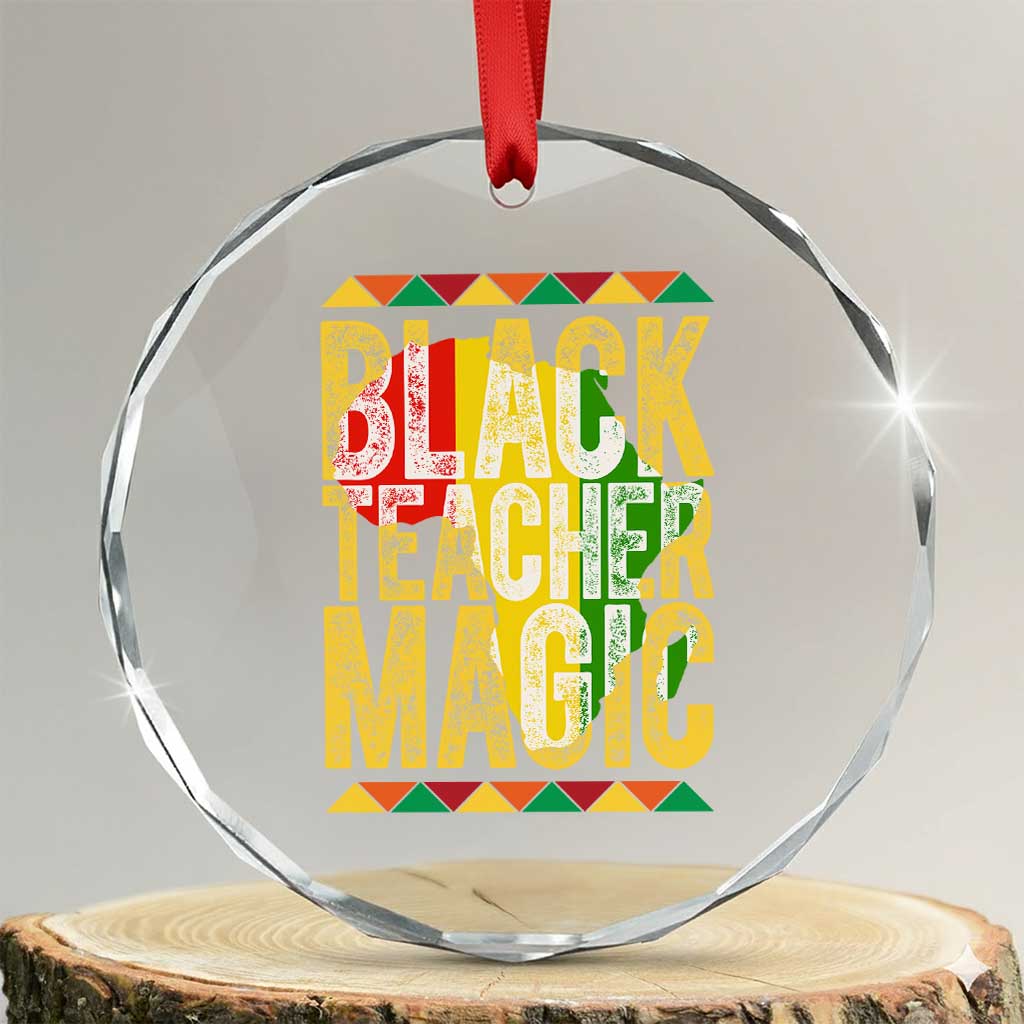 Black History Month Gift Crystal Glass Ornament Black Teacher Magic TS12 Transparent Glass 3'' Circle Print Your Wear