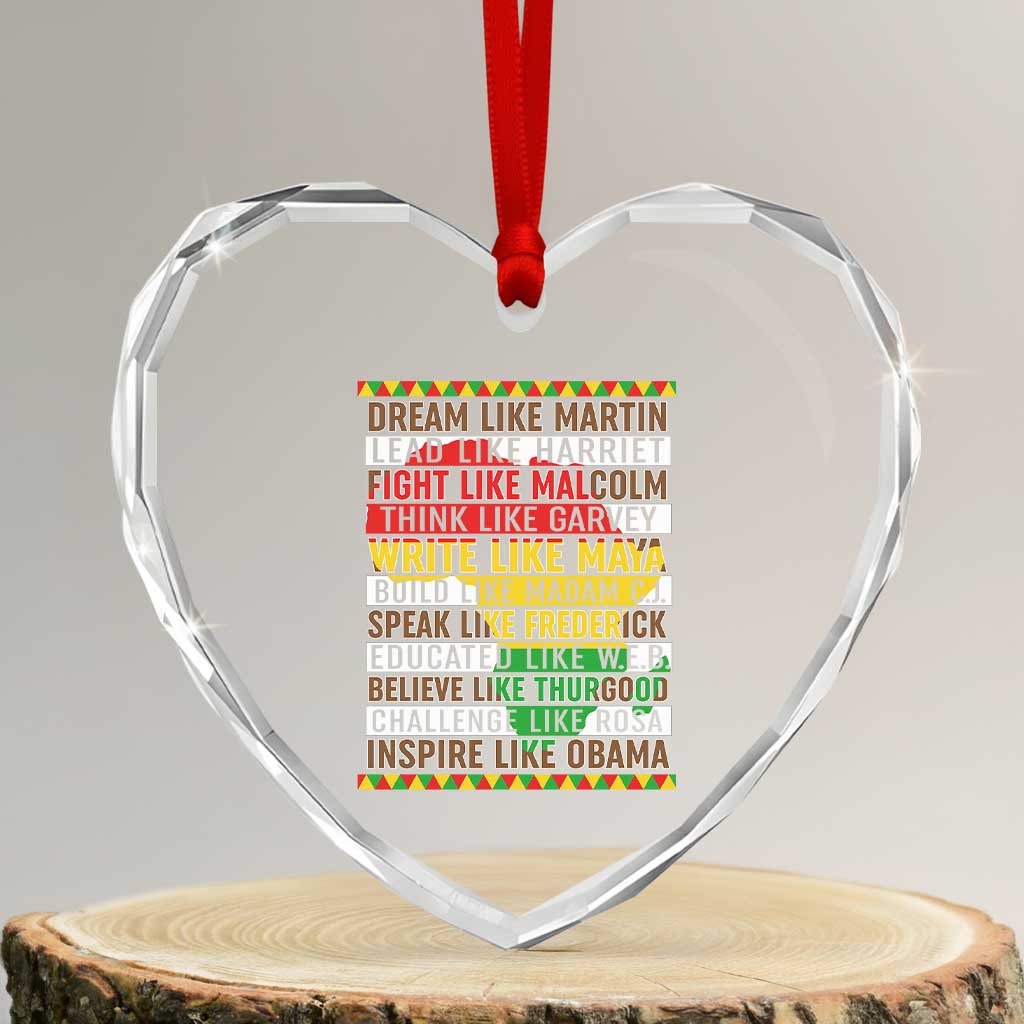 Black History Month Heart Crystal Glass Ornament Dream Like Martin Lead Like Harriet TS14 Transparent Glass 3'' Heart Print Your Wear