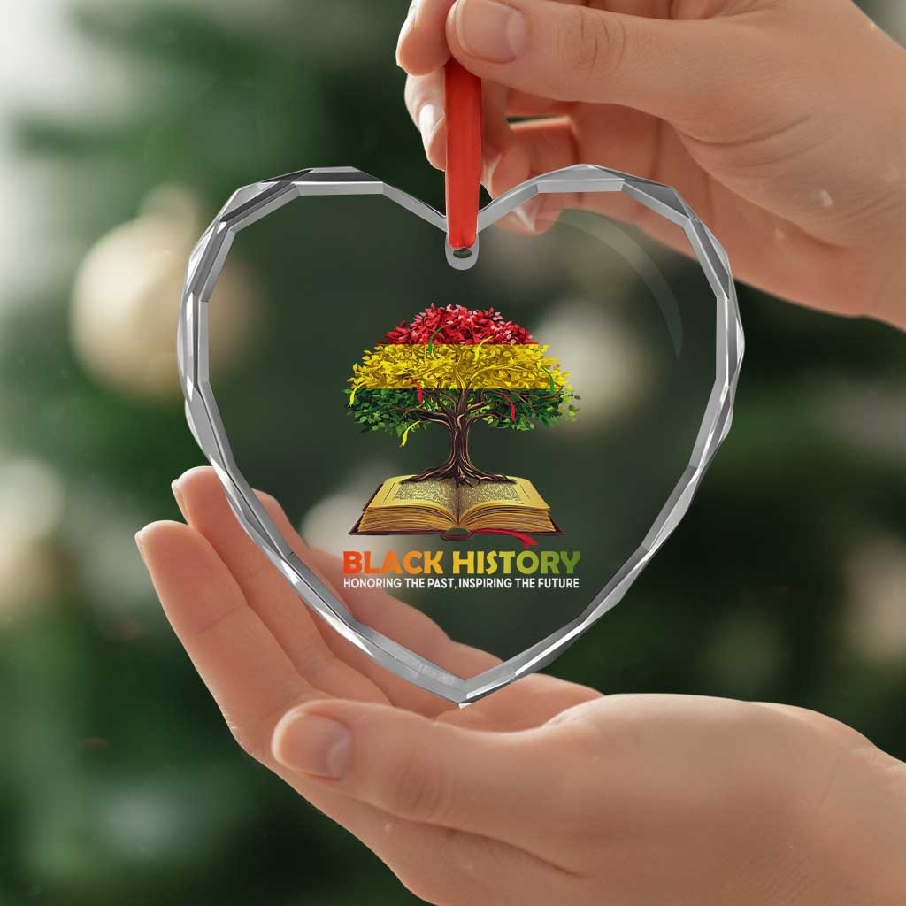 Black History Month Heart Crystal Glass Ornament Honoring The Past Inspiring The Future African American Roots Pride TS02 Print Your Wear