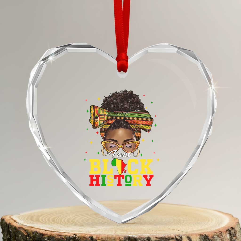 Black History Month Heart Crystal Glass Ornament Messy Pun Afro African American TS14 Transparent Glass 3'' Heart Print Your Wear