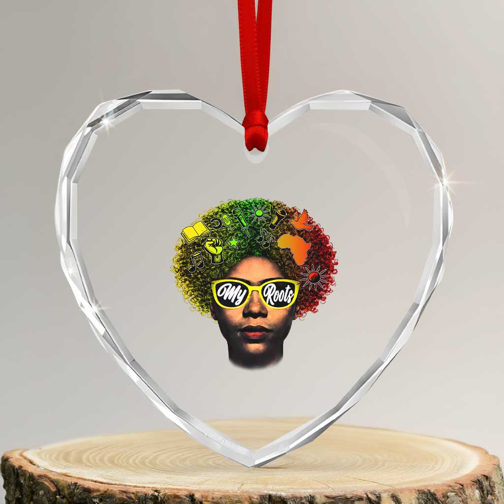 Black History Month Heart Crystal Glass Ornament My Roots African American Pride Gift TS12 Transparent Glass 3'' Heart Print Your Wear